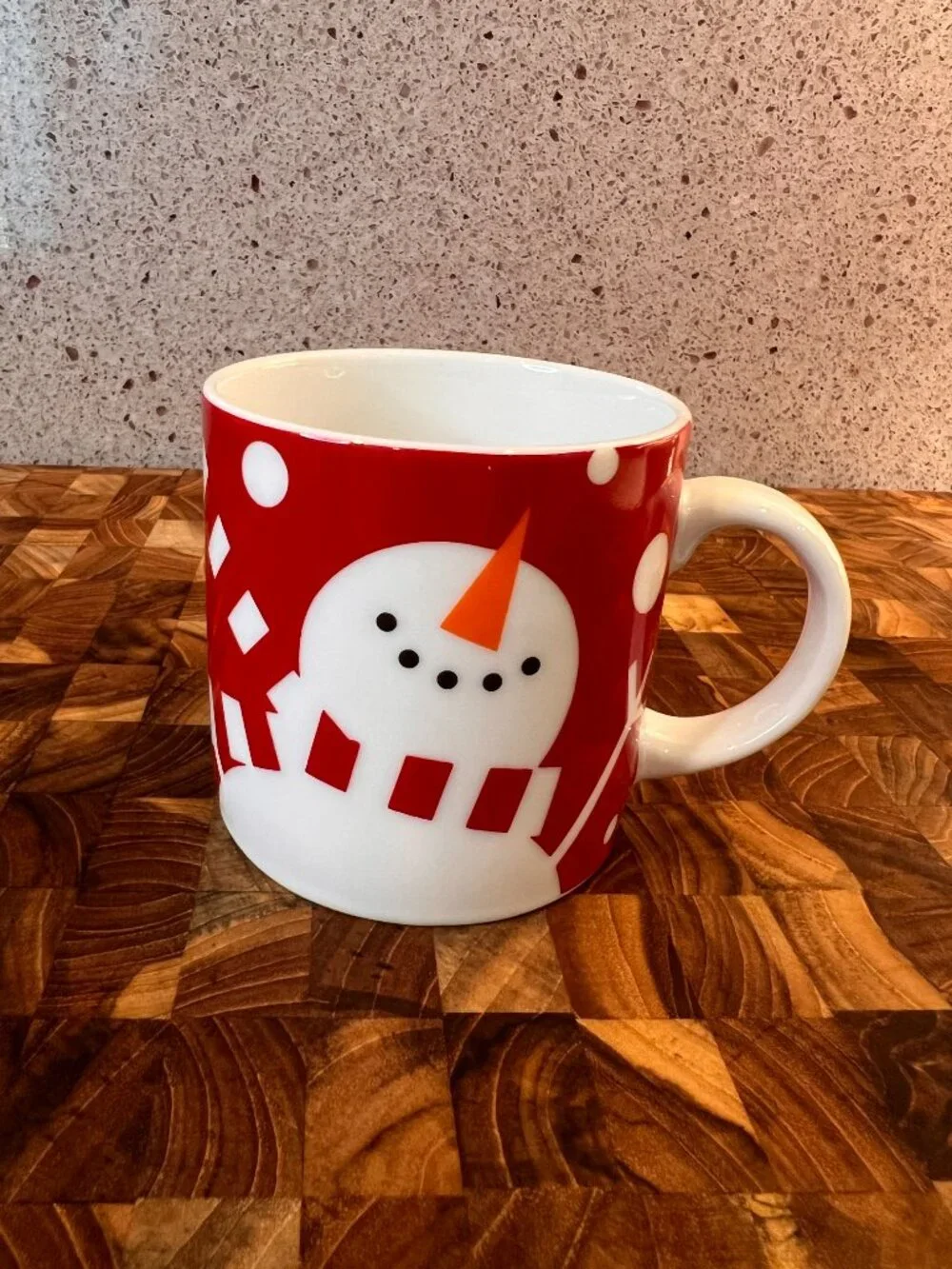 Crate & Barrel Set of 2 Holiday Snowman Carrot Nose Red White 3” Kids Mini Mugs